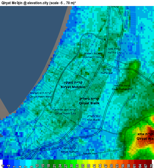 Qiryat Moẕqin elevation map