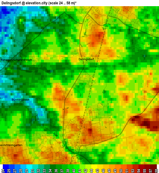 Delingsdorf elevation map