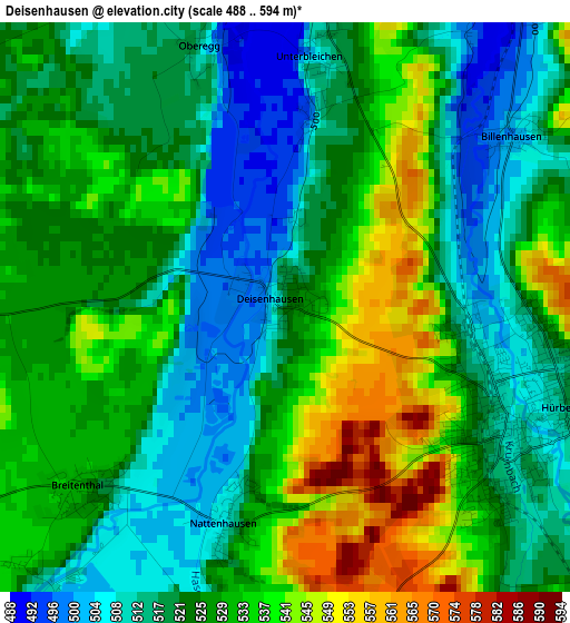 Deisenhausen elevation map