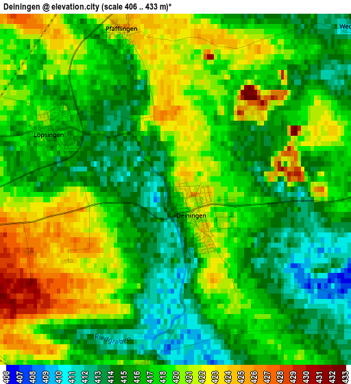 Deiningen elevation map