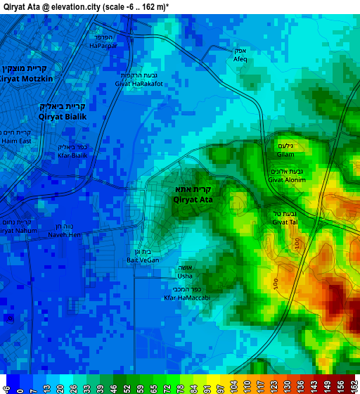 Qiryat Ata elevation map