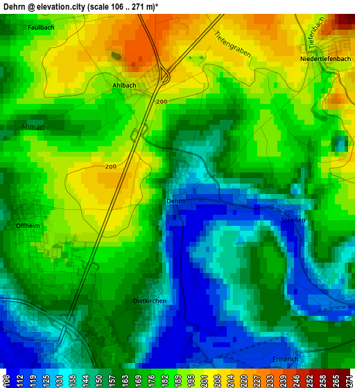 Dehrn elevation map