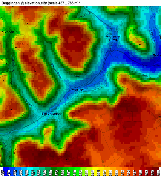 Deggingen elevation map