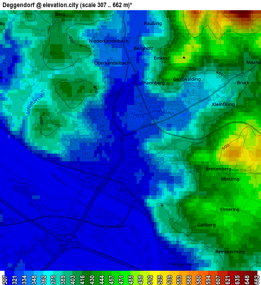 Deggendorf elevation map