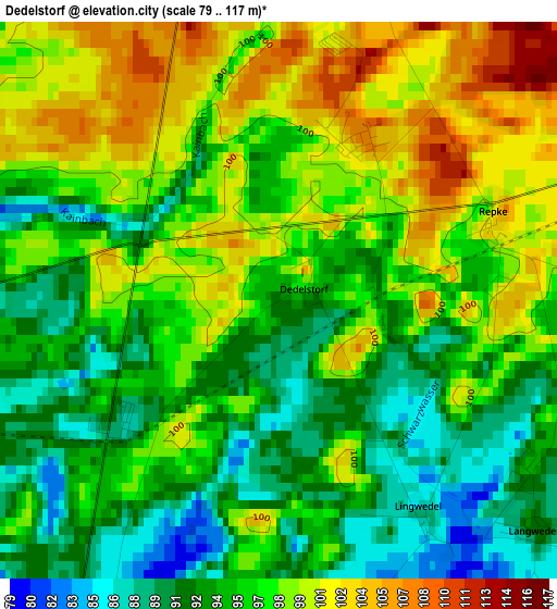 Dedelstorf elevation map