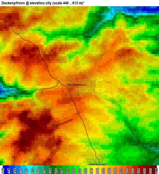Deckenpfronn elevation map