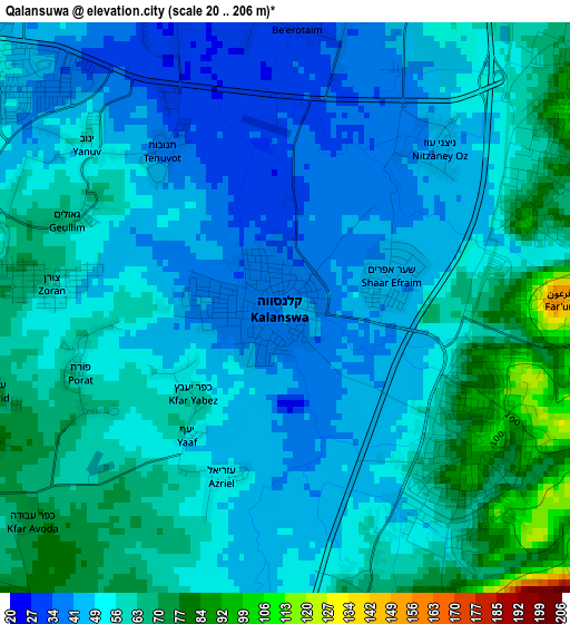 Qalansuwa elevation map