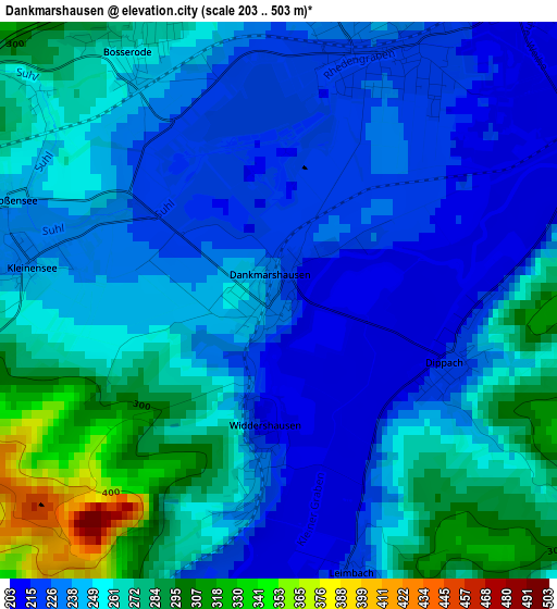 Dankmarshausen elevation map