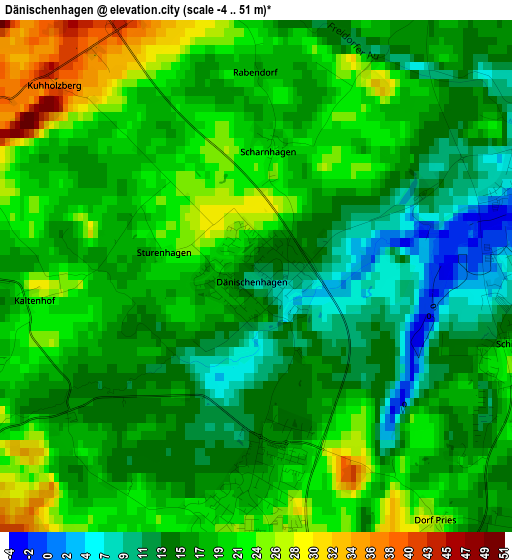Dänischenhagen elevation map