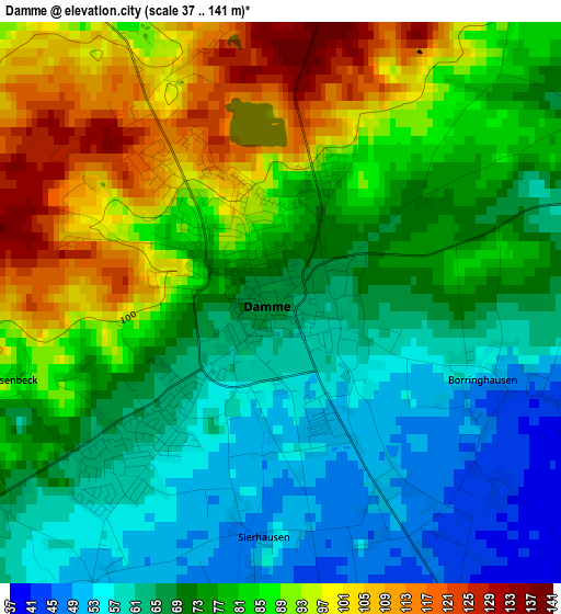 Damme elevation map