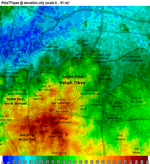 Petaẖ Tiqwa elevation map