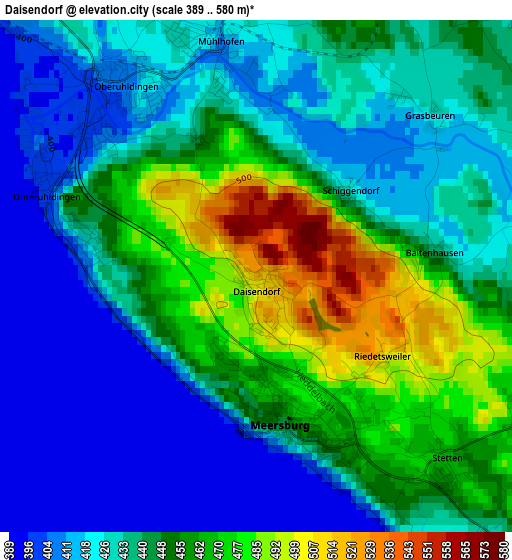 Daisendorf elevation map