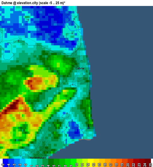 Dahme elevation map