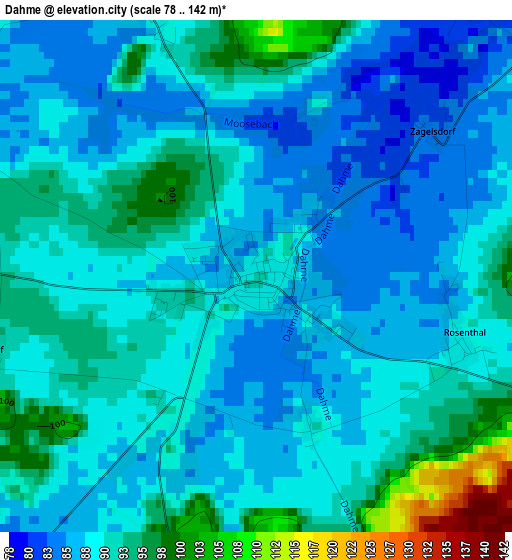 Dahme elevation map