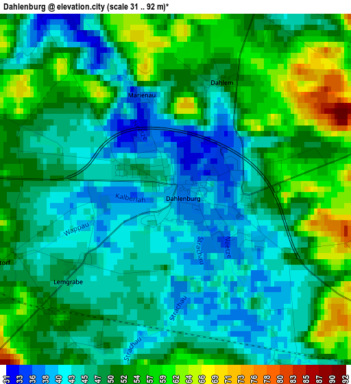 Dahlenburg elevation map