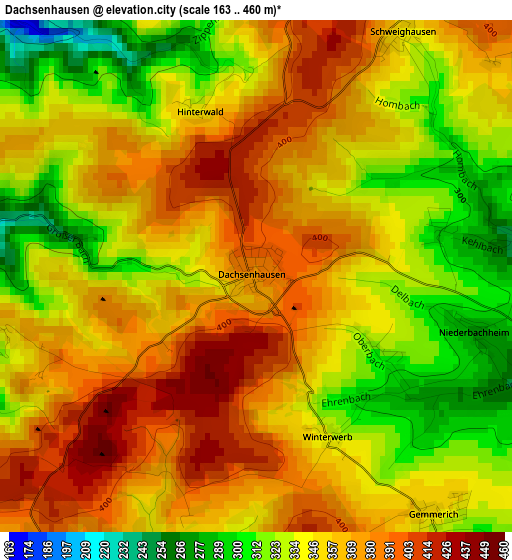 Dachsenhausen elevation map