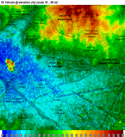 Or Yehuda elevation map