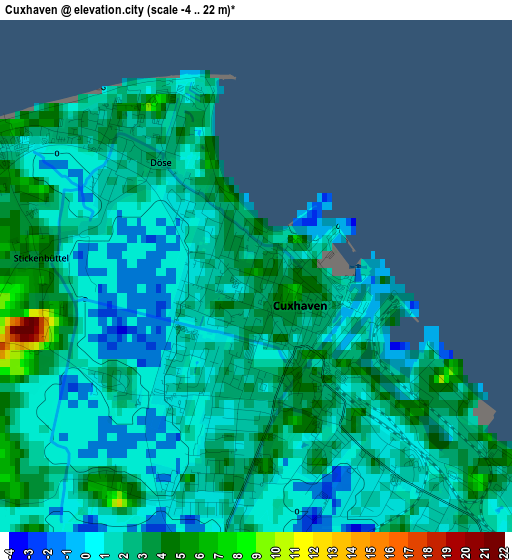 Cuxhaven elevation map