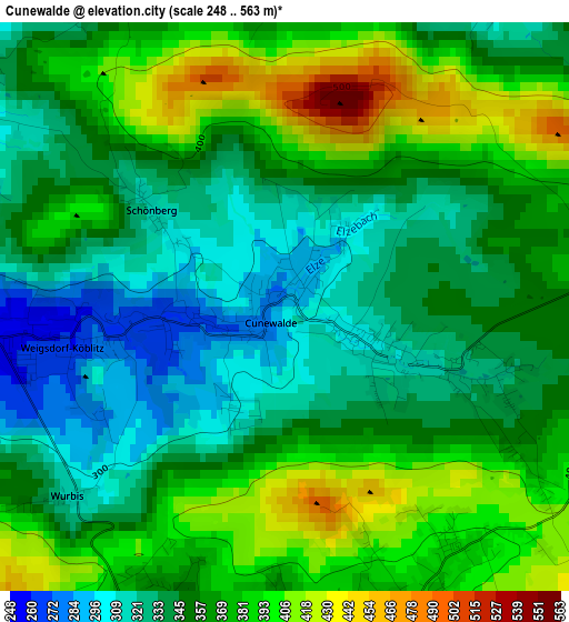 Cunewalde elevation map