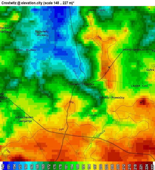 Crostwitz elevation map