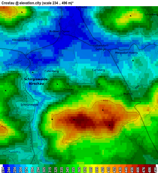 Crostau elevation map