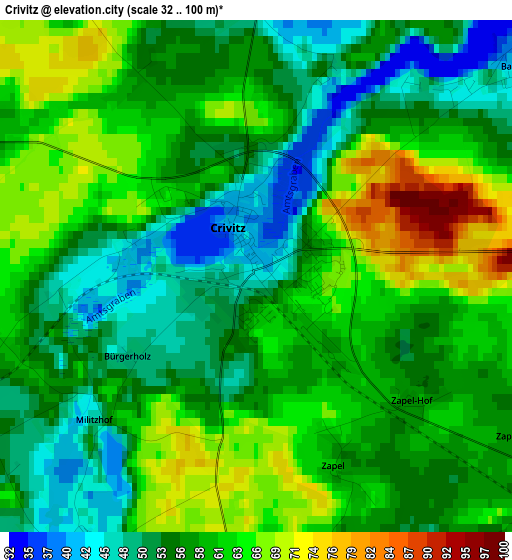 Crivitz elevation map