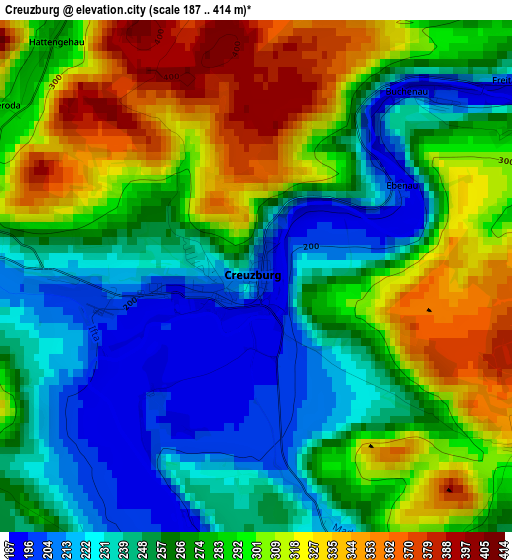 Creuzburg elevation map