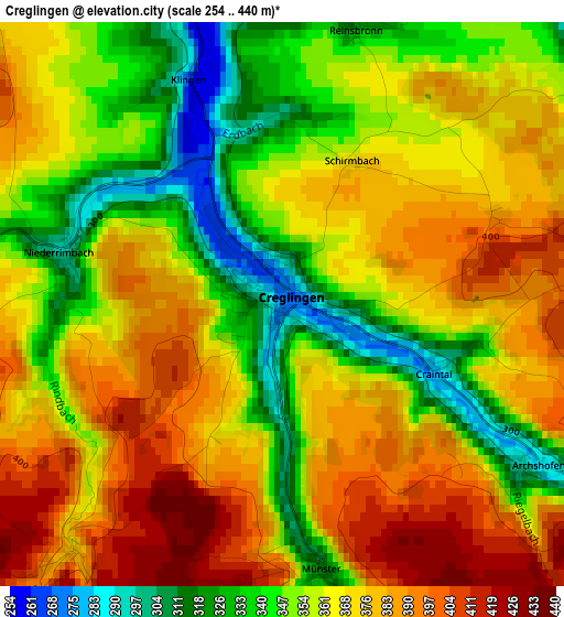 Creglingen elevation map