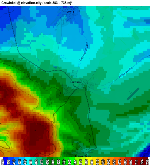 Crawinkel elevation map