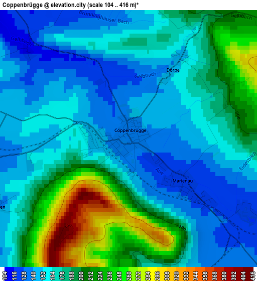 Coppenbrügge elevation map