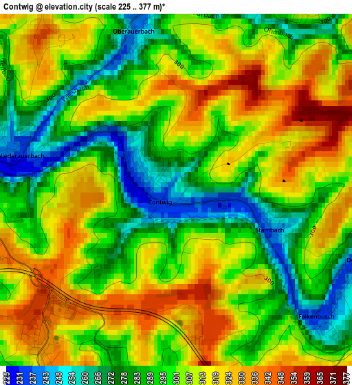 Contwig elevation map