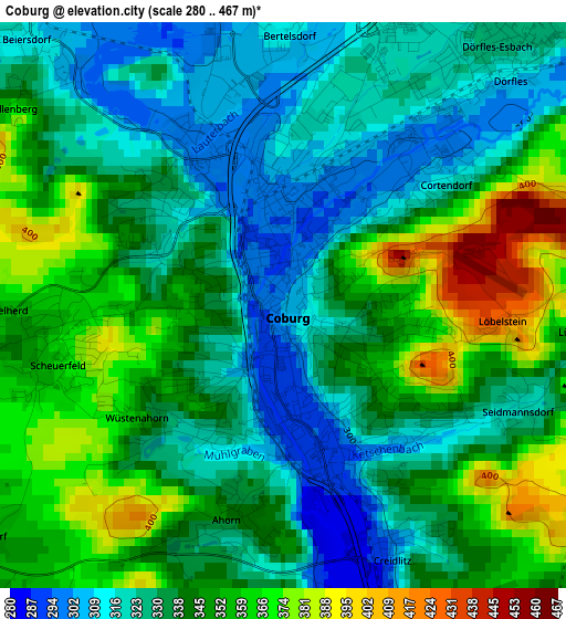 Coburg elevation map