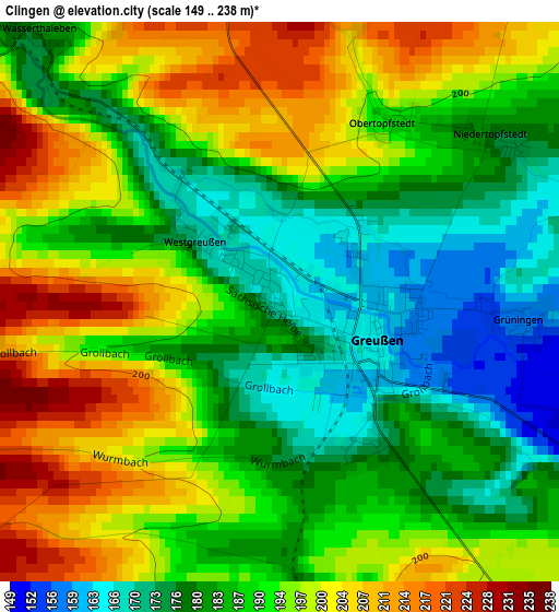 Clingen elevation map