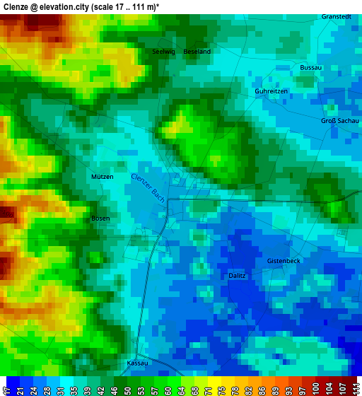 Clenze elevation map