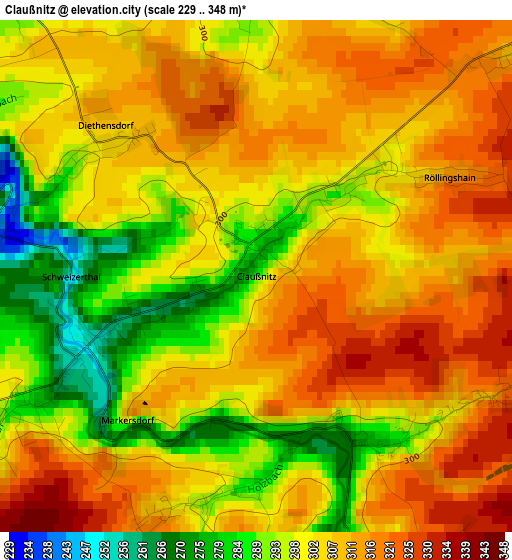 Claußnitz elevation map