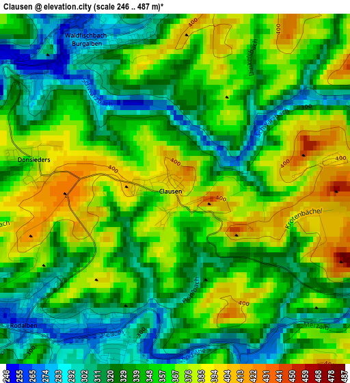 Clausen elevation map