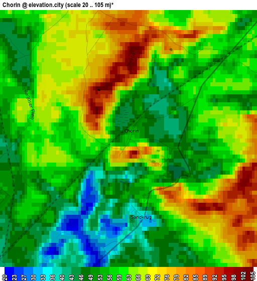 Chorin elevation map