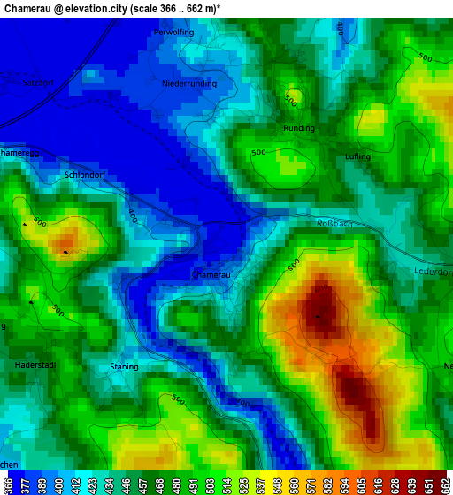 Chamerau elevation map