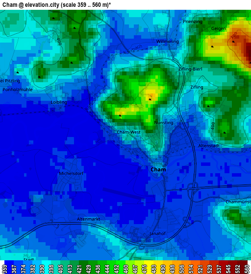 Cham elevation map