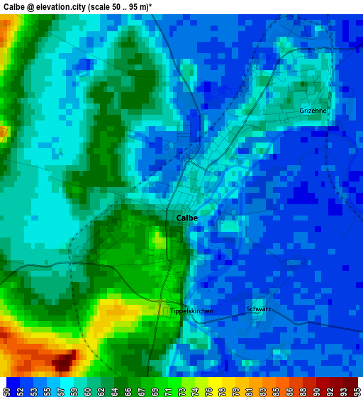 Calbe elevation map