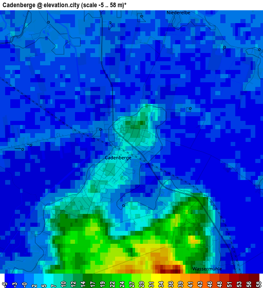 Cadenberge elevation map