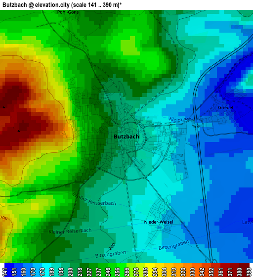 Butzbach elevation map