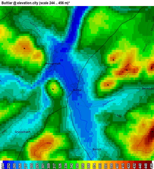 Buttlar elevation map