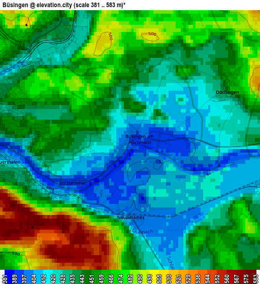 Büsingen elevation map