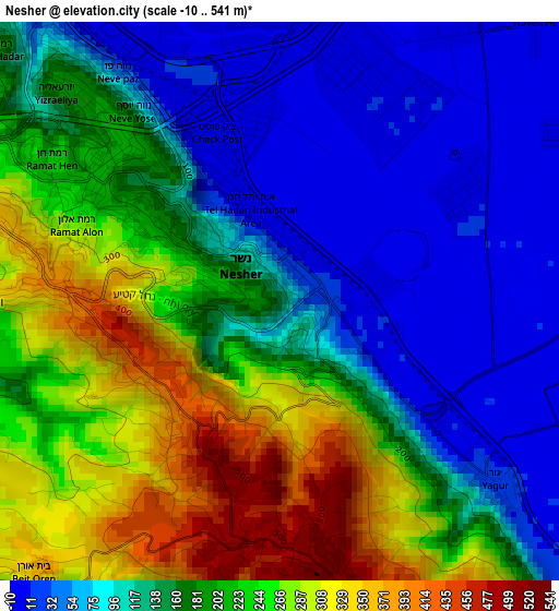 Nesher elevation map