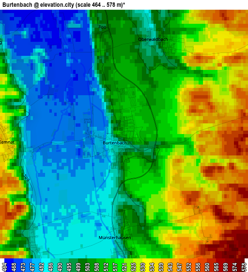 Burtenbach elevation map