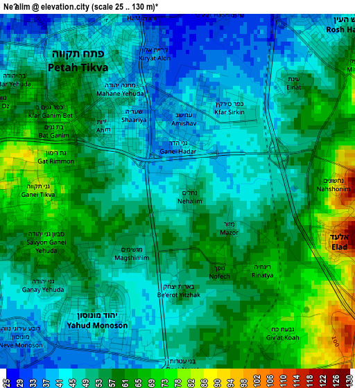 Neẖalim elevation map