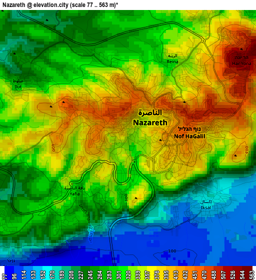 Nazareth elevation map