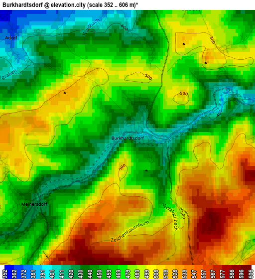 Burkhardtsdorf elevation map