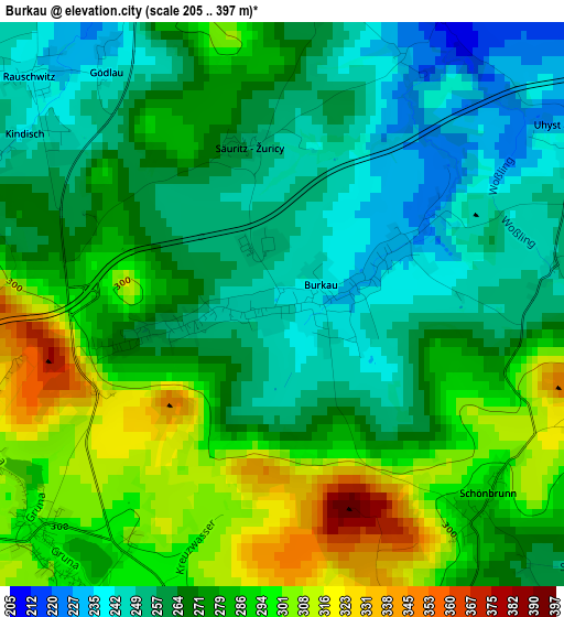 Burkau elevation map